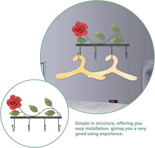 Miniatura 9 de Operitacx Gancho de pared decorativo, gancho creativo de hierro rosa, gancho decorativo de pared para colgar ropa, toallas, bolsos, llaves, balcón