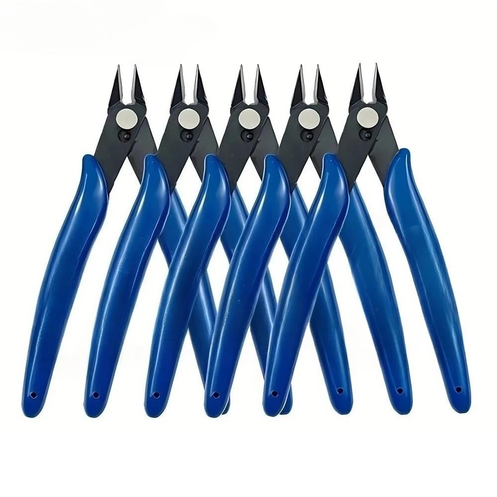 Alicates de corte diagonal azules, acero al carbono, 130 mm, for cortar y pelar cables(20PCS)