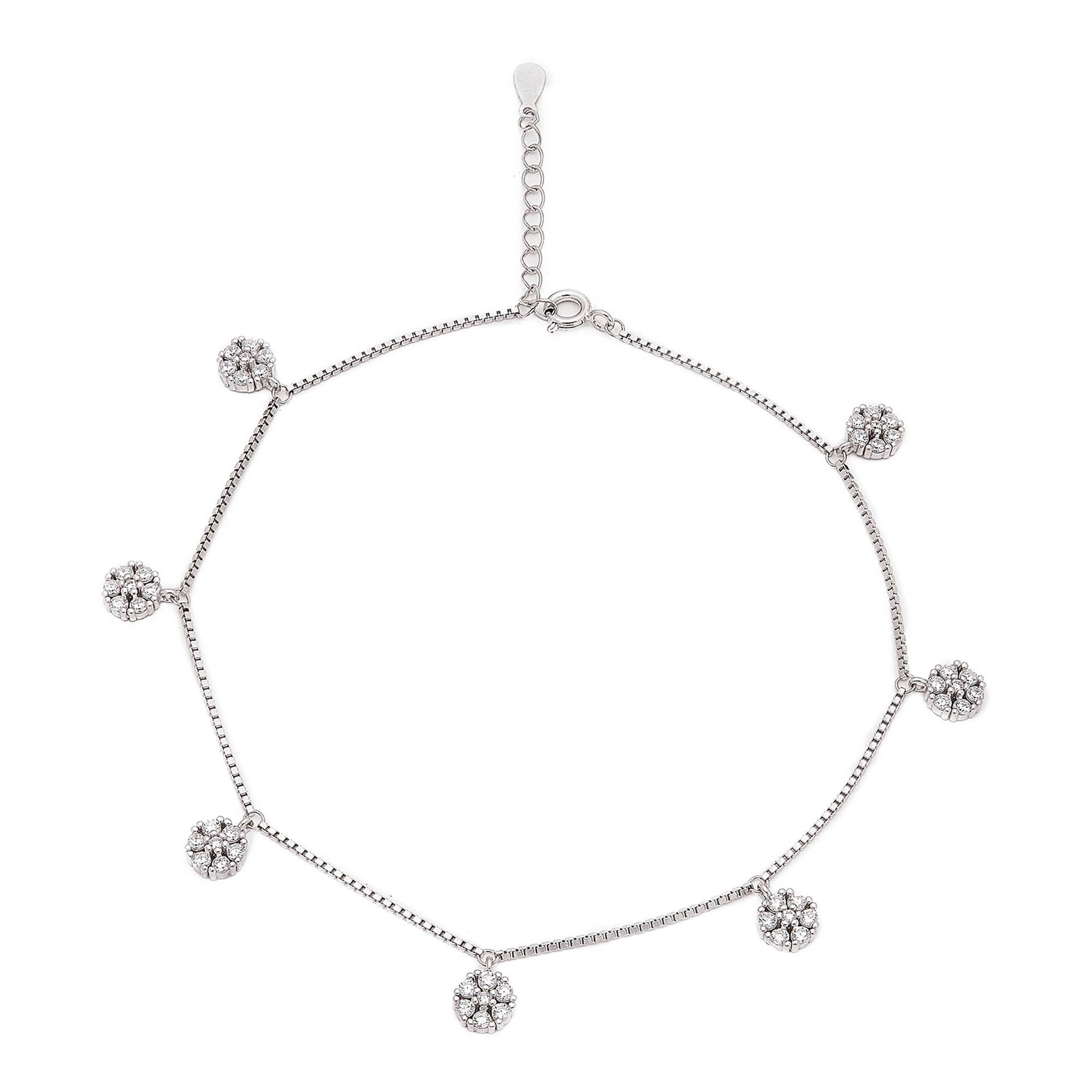 zavya 925 Sterling Silver Cubic Zirconia Floral Rhodium Plating Chain Anklet (Single) | Gift for Women & Girls | With Certificate of Authenticity & 925 Stamp|Mother's Day-picture-37