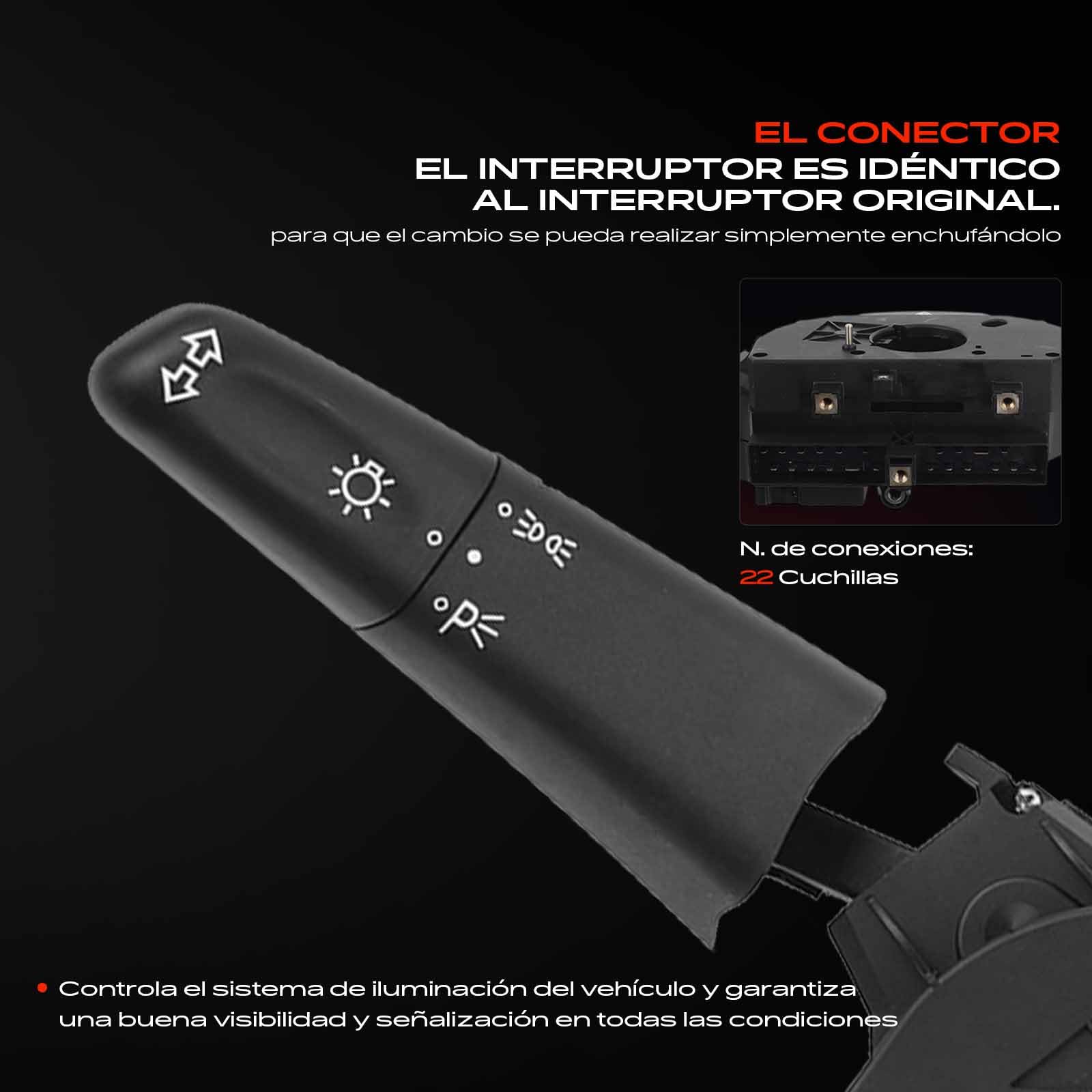 Frankberg Interruptor combinado Interruptor del volante Compatible con Transporter IV Bus 70B 70C 70J 70K 7DB 7DC 7DJ 7DK LT 28-46 II Furgoneta 2DA 2DD 2DH LT 28-35 II Bus 2DB 2DE 2DK 15404645