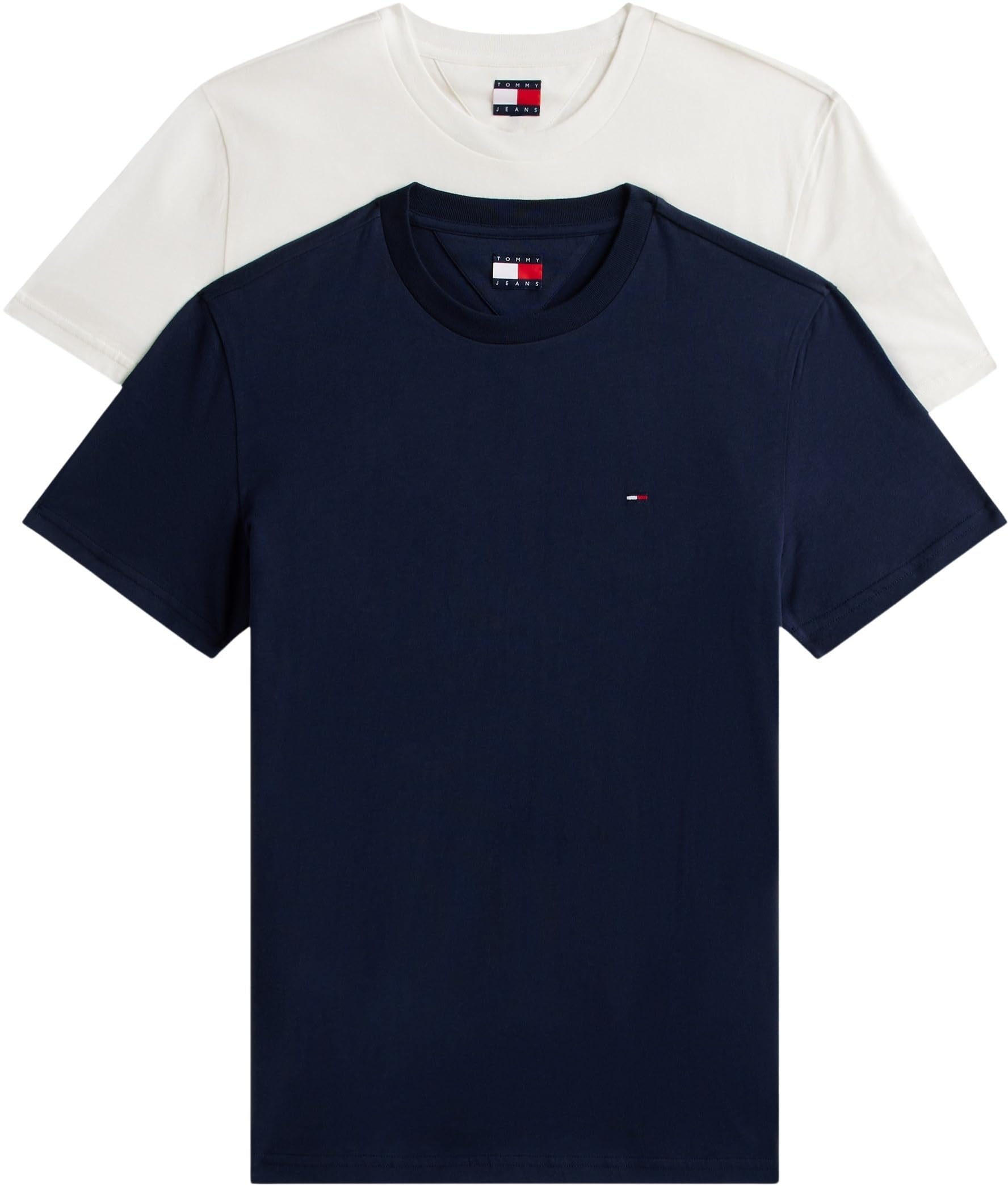 Tommy Jeans Herren 2er Pack T-Shirts Kurzarm Xslim Jersey aus Baumwolle, Mehrfarbig (Ecru/Dark Night Navy), M