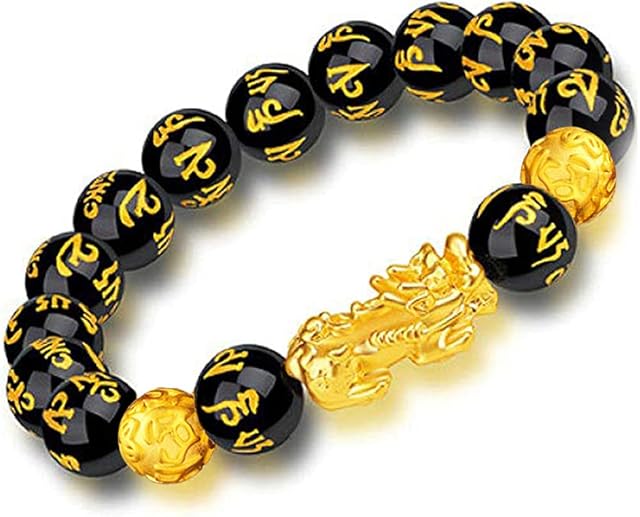 Feng Shui Black Obsidian Wealth Bracelet Original Wealth Bead Bracelet with Pi Xiu Pi Yao for Attracting Good Luck and Wealth, Comes with a Bracelet Making Kit Suitable for Men and Women