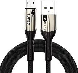 10CLICK Cabo Micro USB V8 Premium 1m 25W Carregamento Rápido Sincronização de Dados Reforçado em Nylon-66 Compatível com Celulares Android PS4 Xbox Tablets Power Bank Resistente Durável Universal