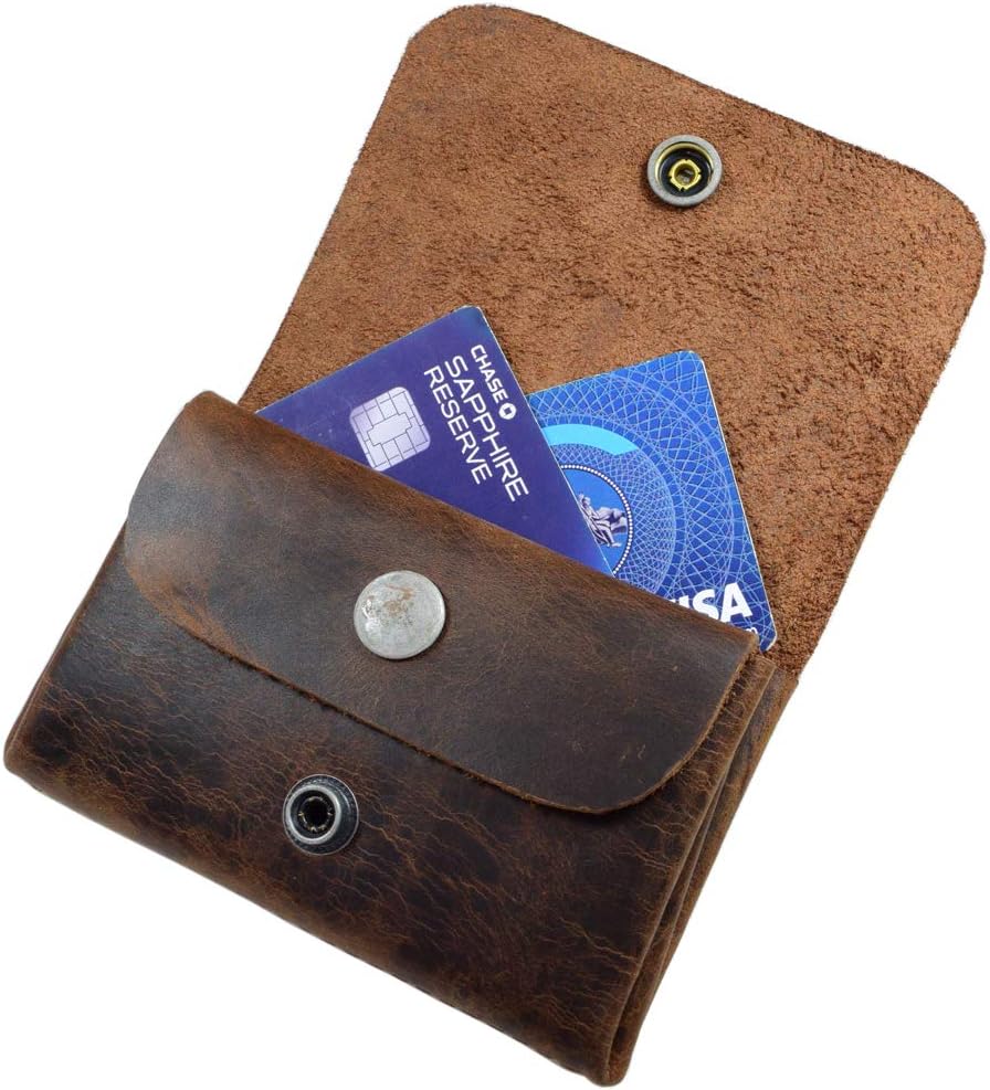 Hide & Drink, Leather Double Pouch Card Wallet Holder Case Cash Organizer Accessories, Handmade :: Bourbon Brown