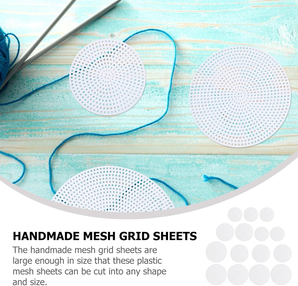 Plastic Canvas Mesh Sheets 5.79 Inch 30Pcs Round Plastic Needlepoint Canvas for DIY Cross Stitch Embroidery Quilting Craft Projects Coasters Bookmarks Wall Decor