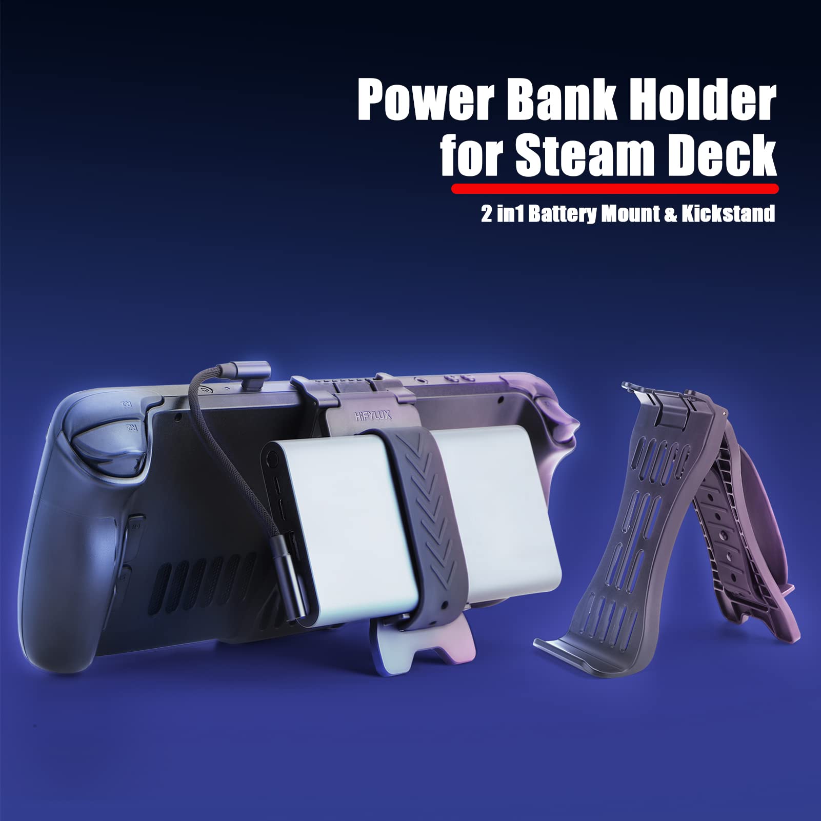 Amazon.com: 2in1 Powerbank Holder Battery Bank Charger Adjustable Strap  Stand Base for Valve Steam Deck Console Dock Mount Kickstand Accessories :  Video Games