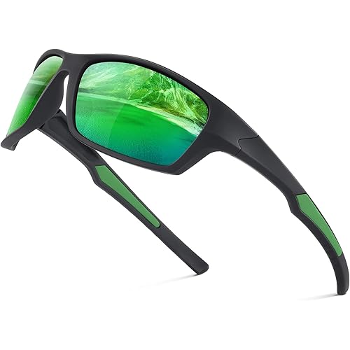 Fanshen Polarized Sunglasses for Men Women, Wrap Around Sunglasses for Mens Womens Cycling Fishing Running UV Protection