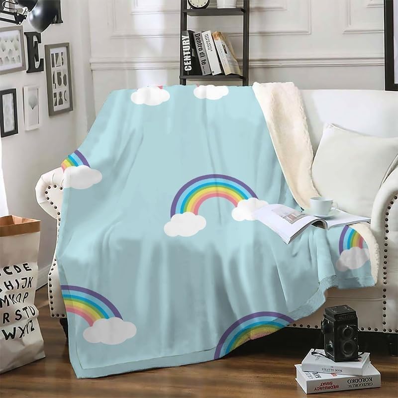 Coperte Matrimoniali 220x240 Arcobaleno Coperta Divano, Blu Morbida Flanella Pile Coperta, Coperta In Pile Adulti, Fluffy Caldi Coperta Letto Matrimoniale per Divano Copriletto