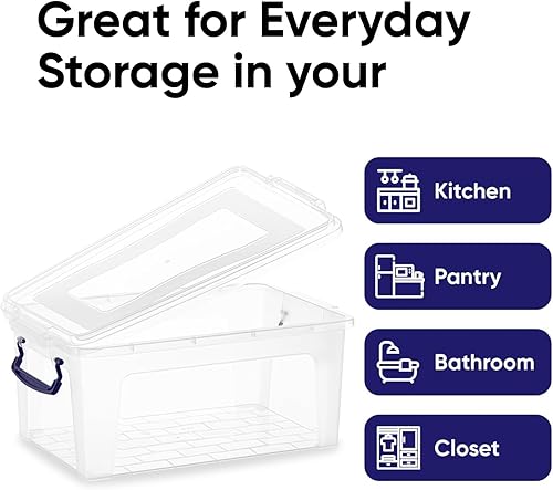 Miniatura 3 de Superio Contenedor de plástico transparente con tapa, 9.5 cuartos de galón, no tóxico, sin BPA, sin olor, caja de almacenamiento organizadora, bolsa