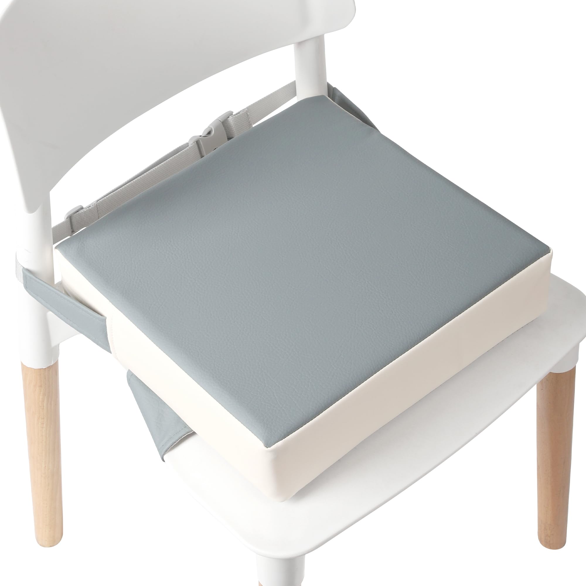 Toddler Booster Seat for Dining Table Kitchen Chair (PU Material),Portable Kids Booster Seat with Safety Buckles, High Cushion for Travel with Non-Slip Bottom