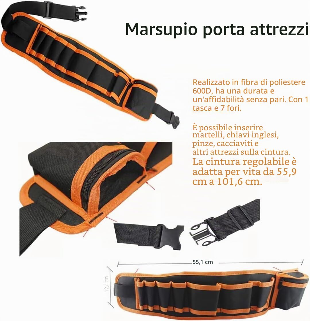 Set di Attrezzi per l'Apprendimento dei Principianti, Costruzioni per Bambini, Veri Attrezzi da Lavoro ,con Cassetta Attrezzi bambini, Cintura Attrezzi Bambino,Martello, Cacciavite