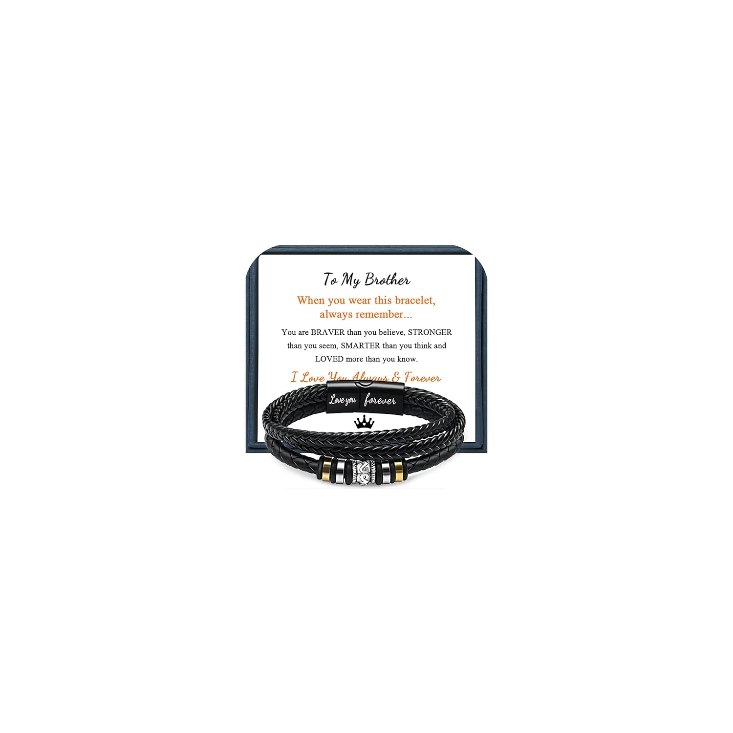 Leather Bracelet for Men Christmas Birthday Valentines Day Gifts for Son Grandson Boyfriend Husband Dad Brother Multi-Layer Braided