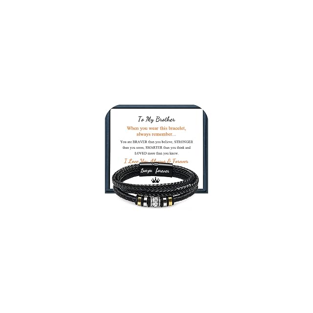 Leather Bracelet for Men Christmas Birthday Valentines Day Gifts for Son Grandson Boyfriend Husband Dad Brother Multi-Layer Braided