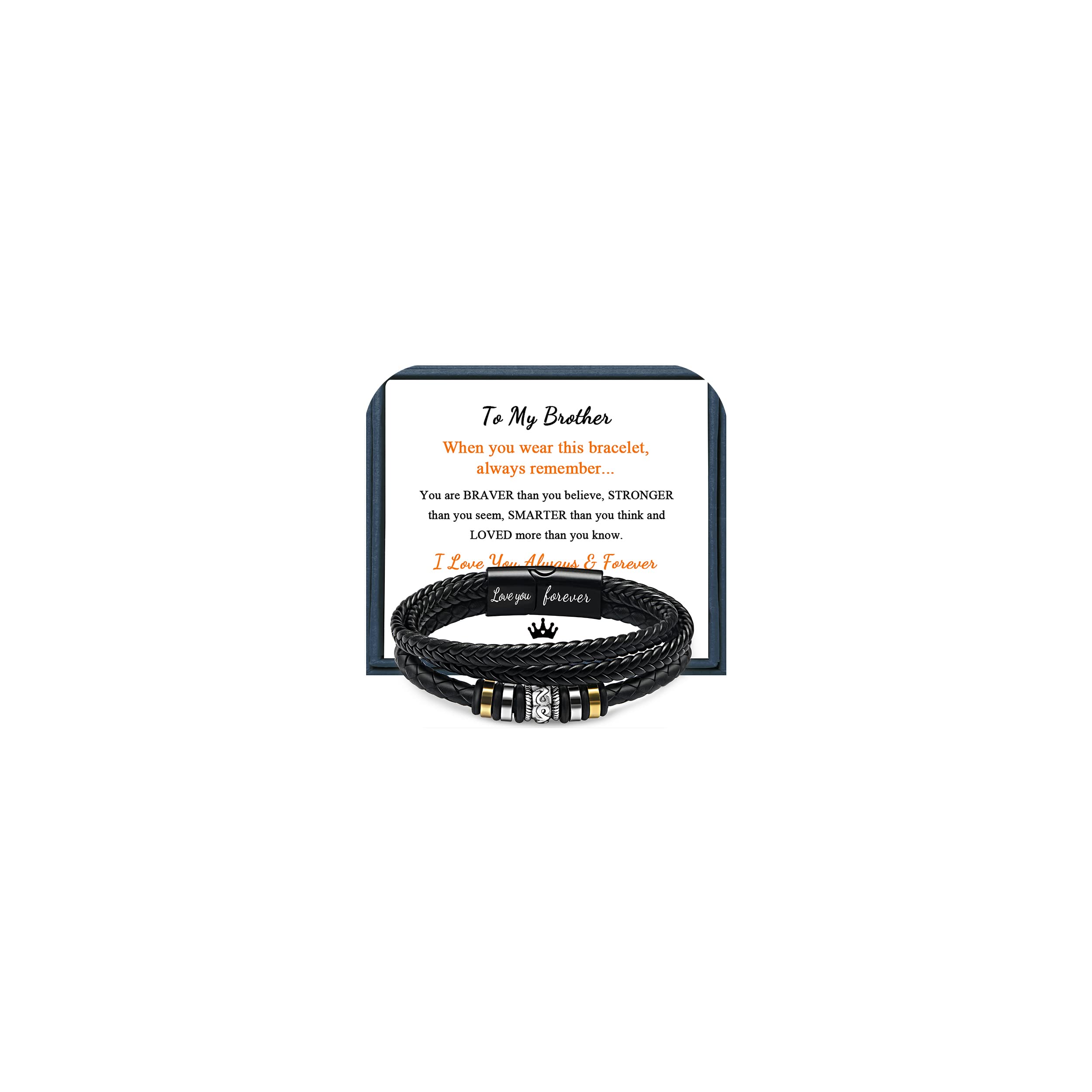 Leather Bracelet for Men Christmas Birthday Valentines Day Gifts for Son Grandson Boyfriend Husband Dad Brother Multi-Layer Braided