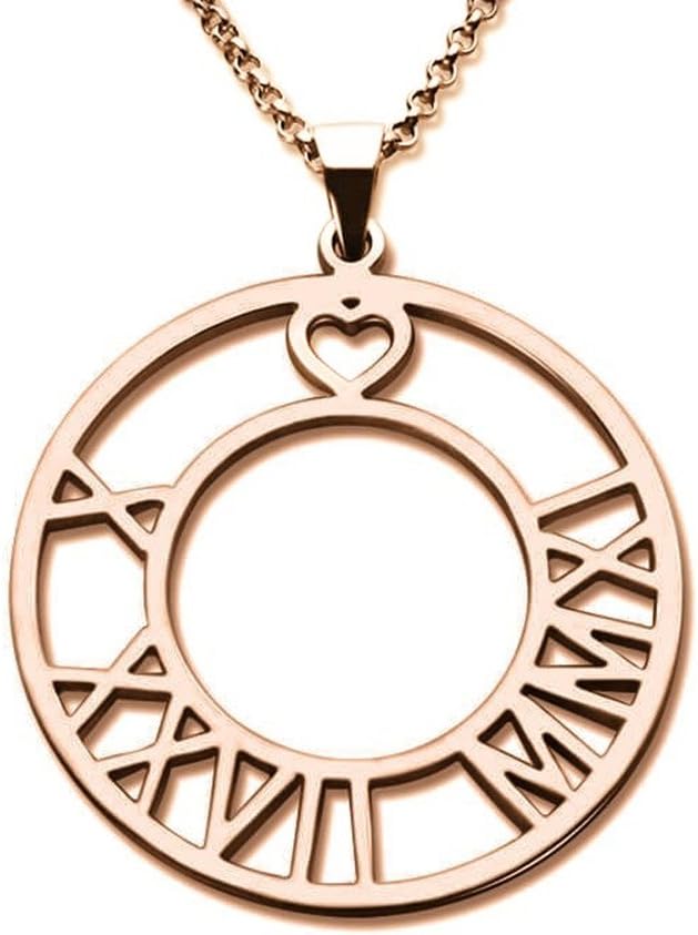 Personalized Roman Numeral Necklace in Sterling Silver Custom with Any Date Name Circle Pendant Jewelry for Women Teen Girls