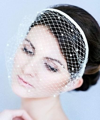 Denifery Birdcage Veil Headband White 