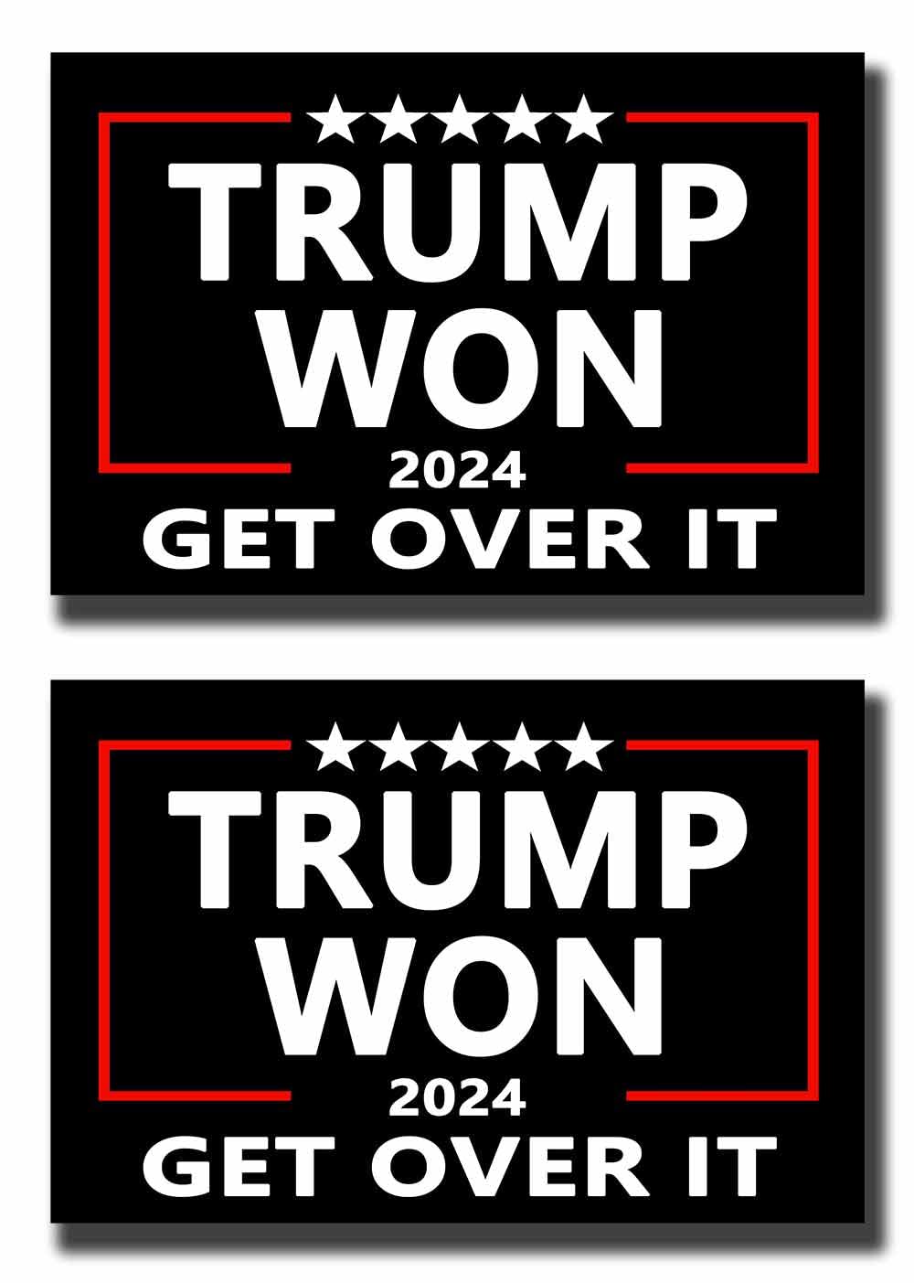 2 Pack Trump Won Get Over It 2024 47 US President Election Car Magnet Auto Truck Fridge Magnetic Stickers Decal Bumper Magnet