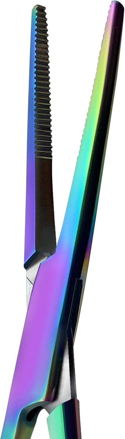 Mosquito Forceps 5" Rainbow Set - Precision Crafting Clamps, Stainless Steel, Multicolor Hemostats for DIY Enthusiasts and Crafters (Mosquito Forceps Straight & Curved 5 Inches)