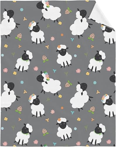 Miniatura 3 de FeHuew Linda manta suave de ovejas de 40 x 50 pulgadas ligera y cálida manta de forro polar de franela para sofá cama viaje camping para niños y