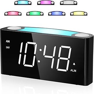 Mesqool Digital Alarm Clock for Kids,Clock for Bedrooms with 7-Color Night Light,7.5''LED Display,2 USB Phone Chargers,Full Dimmer,3 Volume,Big Snooze,12/24H&DST,Battery Backup,Plug in Clock for Teens