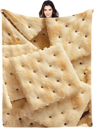 Manta de soda Saltine Crackers 3D divertida y realista para alimentos, ultra suave, 60 x 50 pulgadas, para viajes, todas las estaciones, cama, sofá,