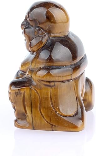 Miniatura 4 de Piedra preciosa de cristal curativo de ojo de tigre amarillo, tallada risueña, feliz Buda, Feng Shui, riqueza y buena suerte, 1.5 pulgadas