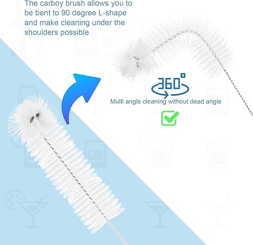 Miniatura 2 de Honeydak Paquete de 2 cepillos Carboy de 30 pulgadas, nailon y acero, en forma de L, transparente, 29.9 in, elaboración de vino y elaboración de