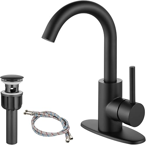 Grifo de lavabo de baño, grifos de barra de un solo agujero, grifo de cocina de autocaravana con placa de cubierta y drenaje de acero inoxidable con