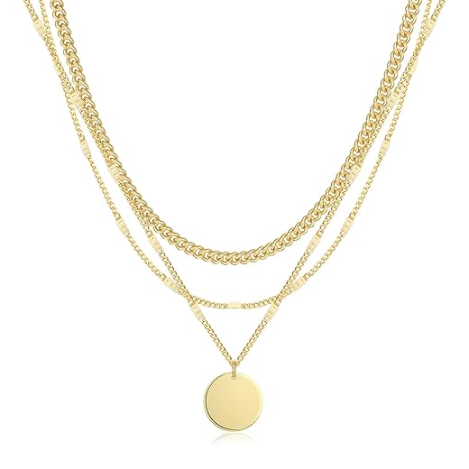 14K Gold Plated Layering Necklaces For Women Gold Necklace Set, Cuban Link, Snake Chain, Paperclip Layered Chains, Twisted Rope and Twisted Chain, Trendy Layering Necklace