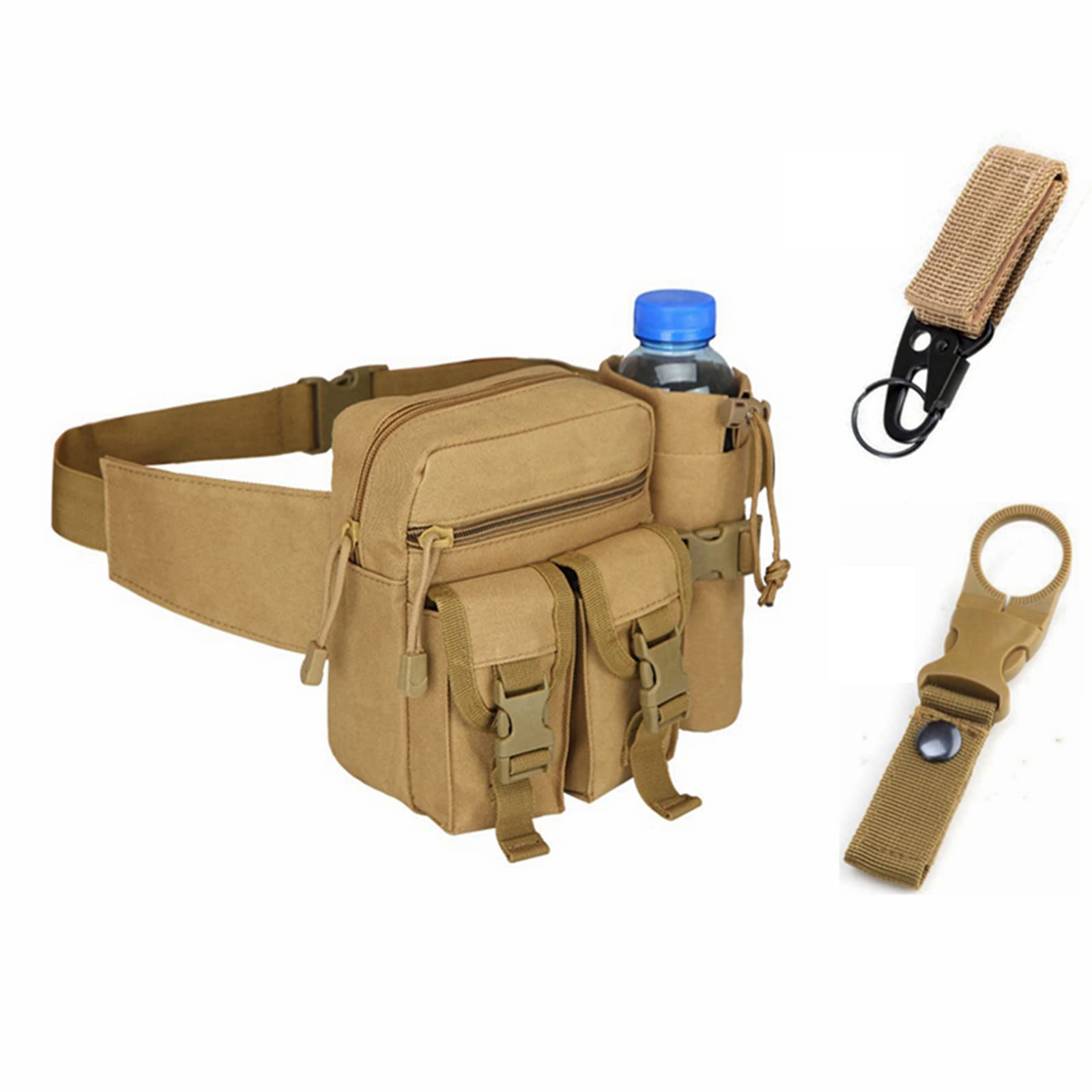 Cintura tattica con pacchetto di accessori, borsa per bottiglie d'acqua tattiche in nylon per campeggio, arrampicata, escursionismo, escursionismo.