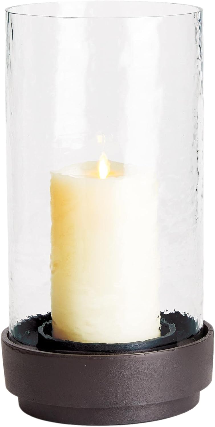 MY SWANKY HOME Elegant Metal Black Bronze Classic Round Hurricane Candle Holder Lodge Ranch