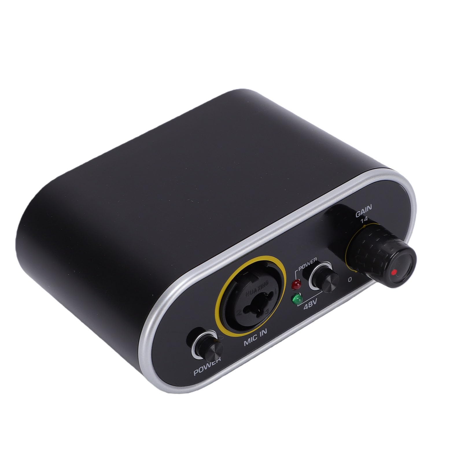 Tonysa Preamplificatore Microfonico Regolabile con Ingresso a 2 Guadagno Senza Perdita di 28 DB Uscita XLR di Potenza 48 V per Microfono Dinamico e a Condensatore