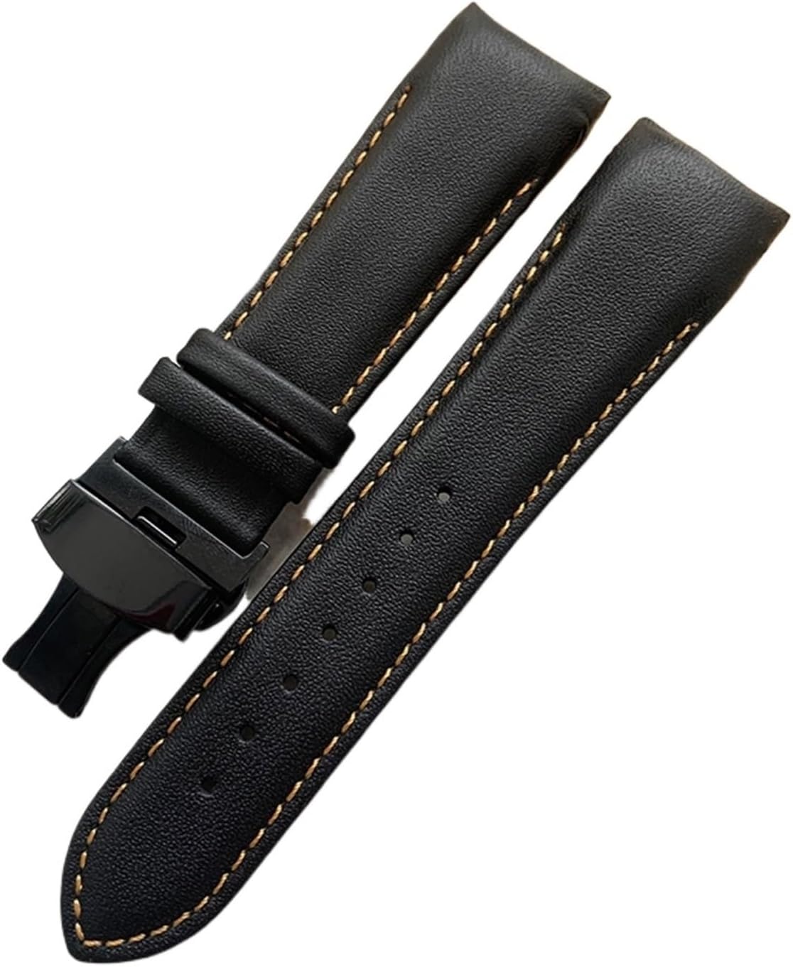 HFERHT Handmade Genuine Leather Curved End Watchband 22mm 23mm 24mm Compatible with Tissot T035 Watch Band Strap Steel Buckle Wrist Bracelet