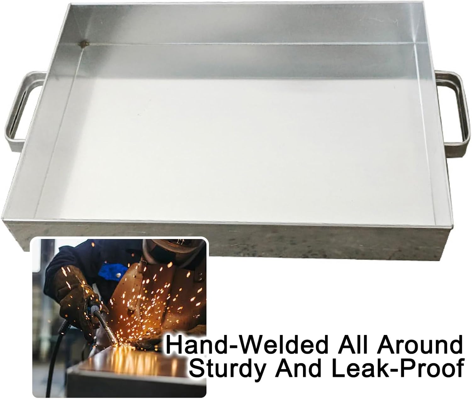 Oil Drain Pan - Heavy-Duty Pure Aluminum Drip Tray with Handle for Vehicles, Perfect for Barbecues, Planters, and Easy Oil Collection - 14 Quart Capacity