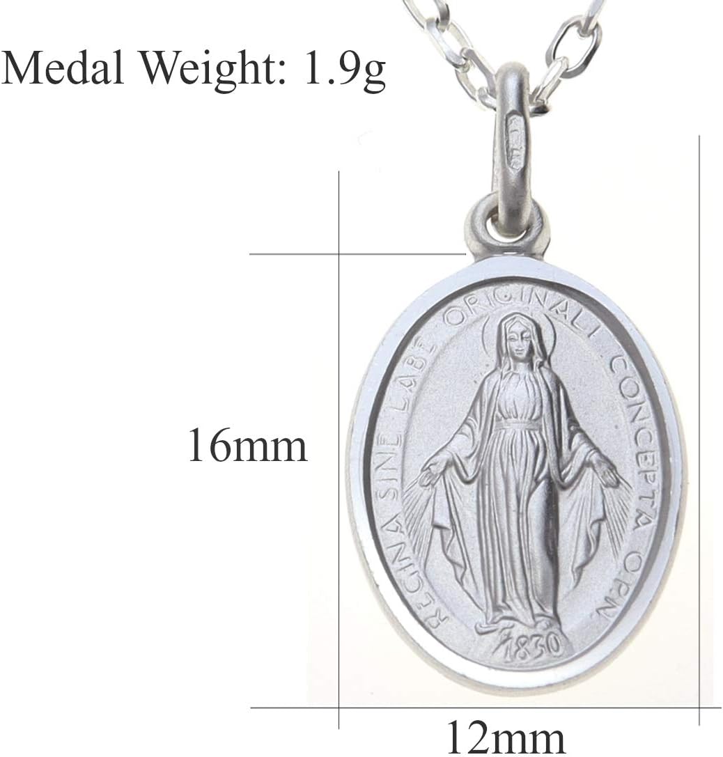 Alexander Castle 925 Sterling Silver Miraculous Medal Catholic Necklace - 16mm x 12mm Miraculous Medal with 18" Silver Chain & Jewelry Gift Box - Image 5