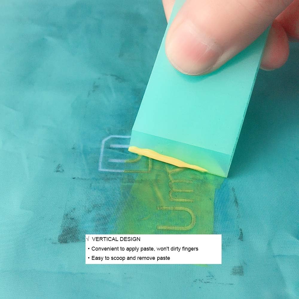 YMidea Umytransfer Pack of 10 Mini Squeegees - Screen Printing Tools for Applying Transfer Paste or Ink - Self-Adhesive Screen Stencil Printing Chalk Based Paint Squeegees Turquoise