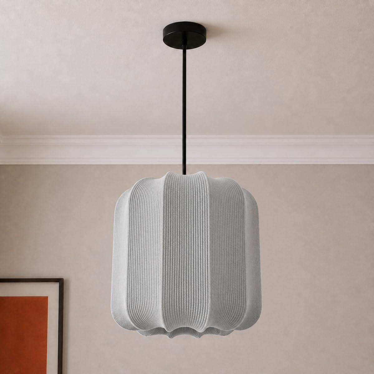 Cgc Lighting Grey Cylinder Indoor Lamp Shade Ribbed Stretch Cotton Fabric Hanging Ceiling Floor Table Lamp (Grey Cylinder)