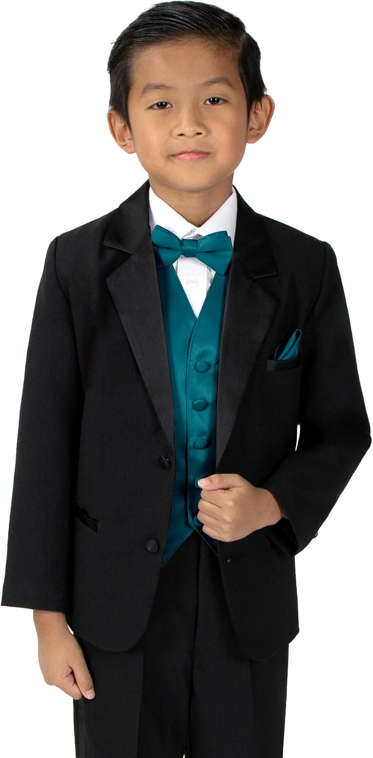 Spring Notion Boys' 4-Piece Satin Tuxedo Vest Set – Weddings, Prom, and Quinceañera Chambelán