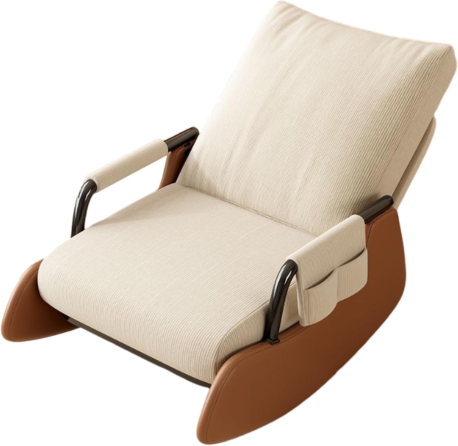 Rocking Recliner Chair for Adults Upholstered Plush Seating Glider Rocker Adjustable Backrest with Backrest Straps and Foot Pedals for Living Room(E)