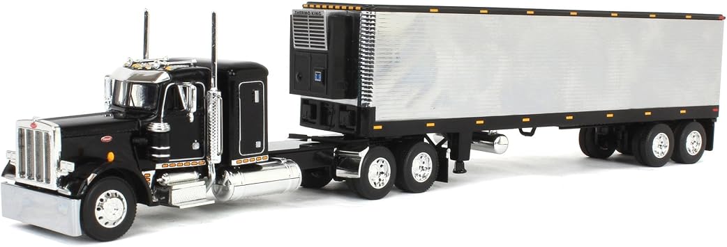 First Gear 1/64 Black & Chrome Peterbilt 359 with 40ft Vintage Reefer Trailer, DCP 60-2043