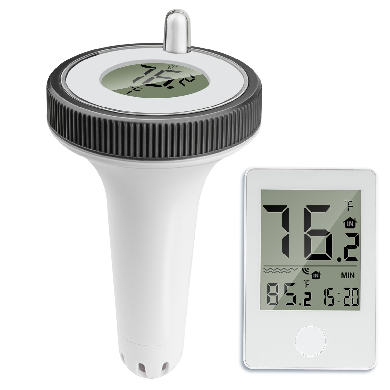 Floating Pool Thermometer, Easy to Read Wireless Digital Large Display Waterproof Pool Thermometer for Swimming Pools, Hot Tubs, Aquariums and Fish Tanks.