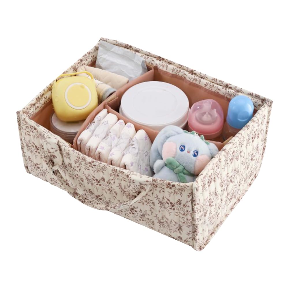 Baby Floral Storage Organizer z uchwytem do przechowywania pieluch o dużej pojemności dla niemowląt i żabek