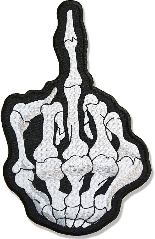 Amazon.co.jp: 大きな刺繍アイロンワッペン【ファック スケルトン