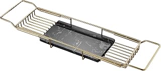 Metall badbräda premium badkarsbricka med läsning vinglashållare expanderbar 68 90 cm nizer & Caddy tillbehör för badkar badrumsbord med förvaringsutrymme