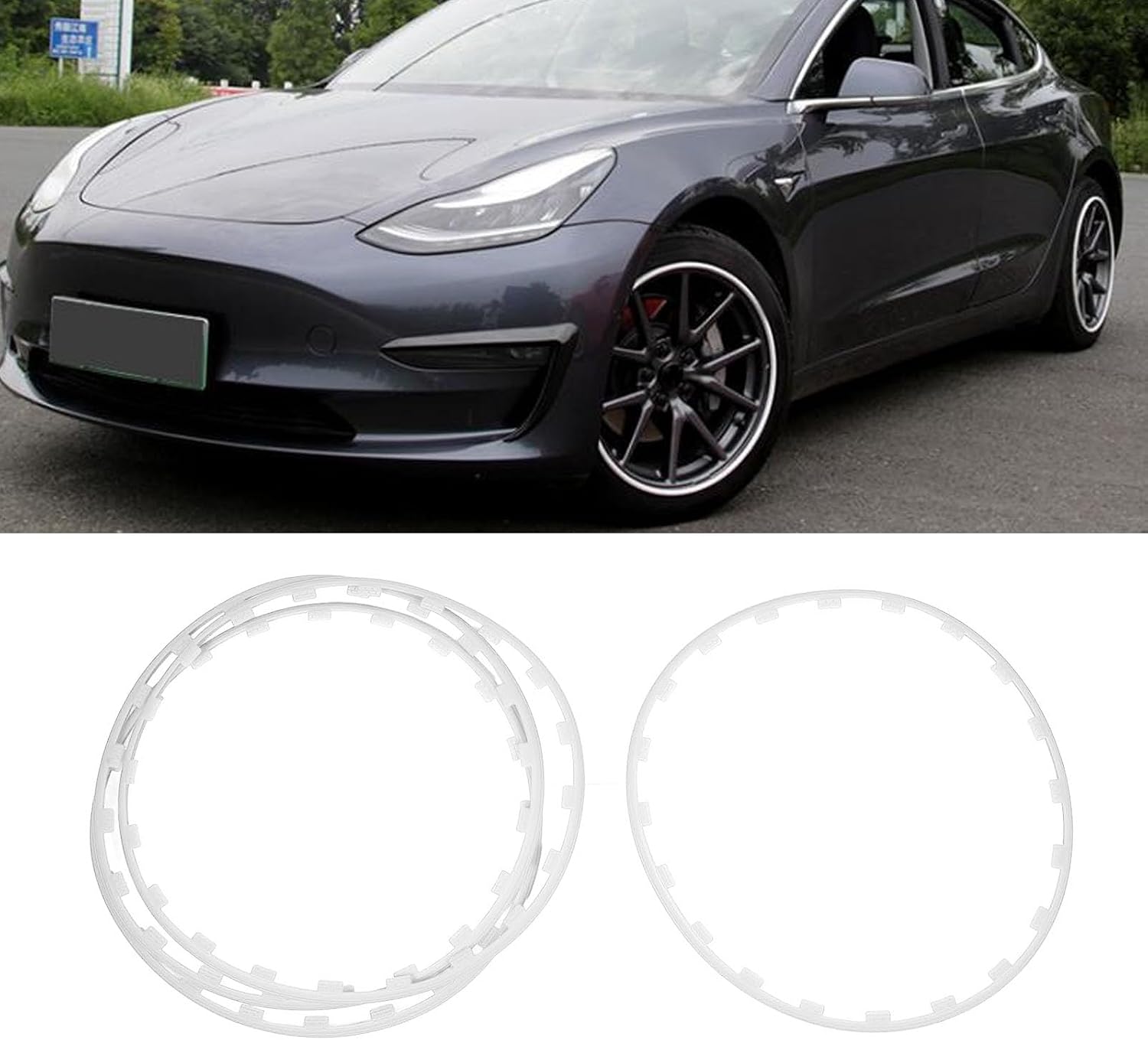 PerGar Car Tire Trim Rings, Car Wheel Rim Protectors Guard, 4PCS 20in Wheel Rim Protection Ring, Wheel Edges Trim Tire Decoration Accessories Replacement for Model Y(White)