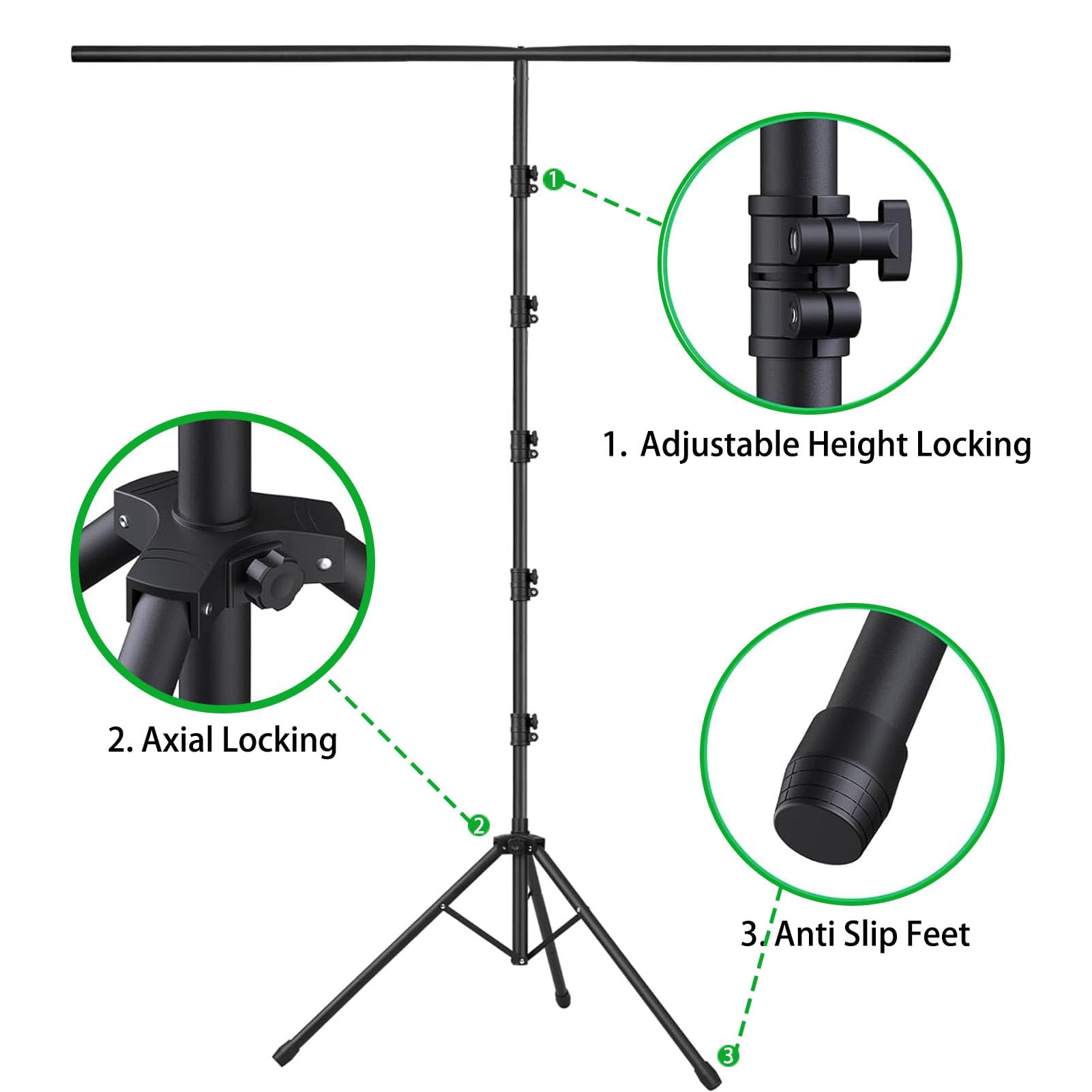 Green Screen Backdrop Stand Kit - Fondo de pantalla verde portátil de 5 x 6,5 pies con soporte en forma de T y 5 clips para streaming, juegos, zoom