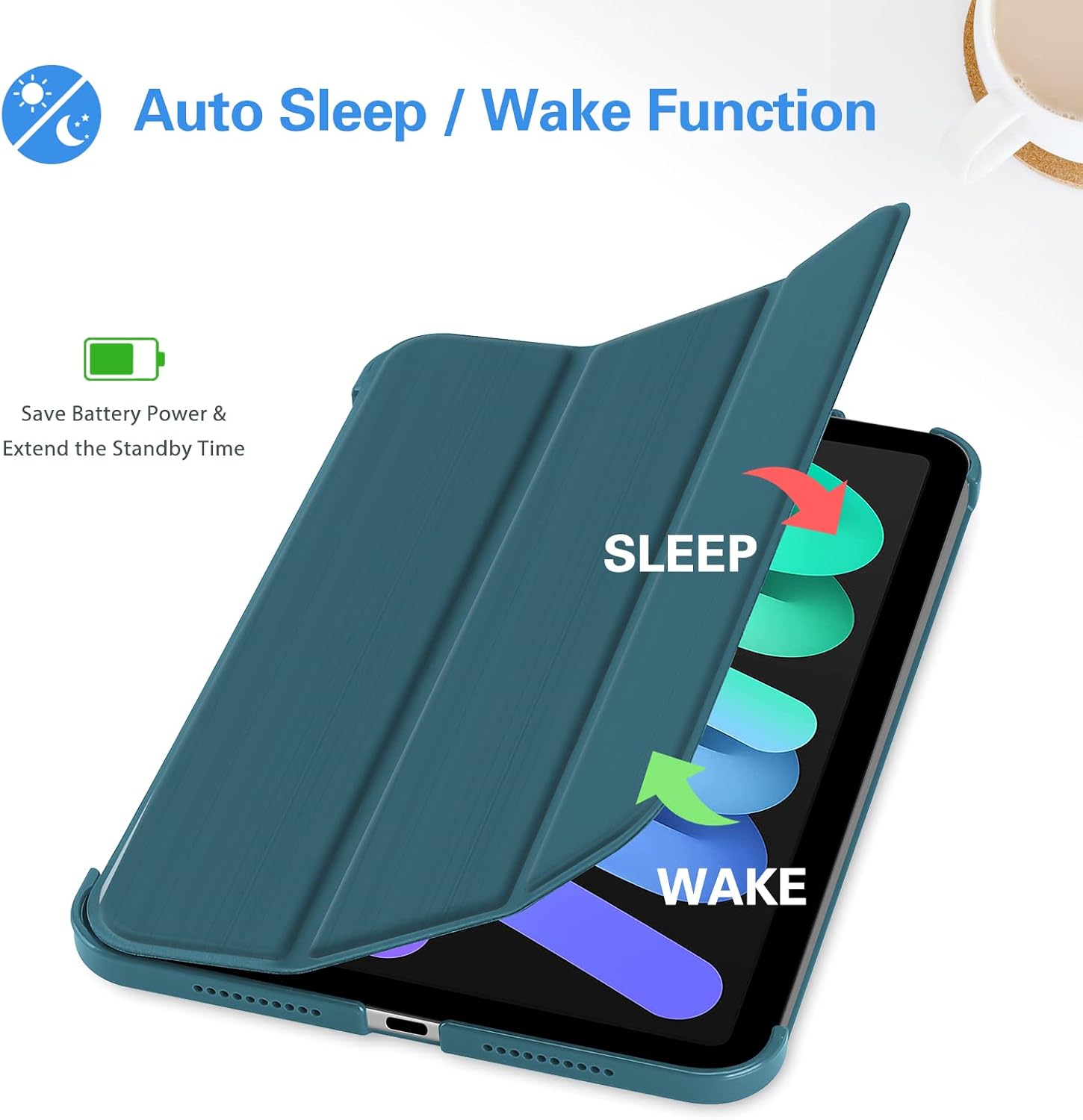 ProCase iPad Mini 6 Case 2021 8.3 Inch iPad Mini 6th Generation Cases, Slim Stand Trifold Smart Cover for 2021 iPad Mini 6th Gen 8.3” Model A2567 A2568 A2569 -Teal