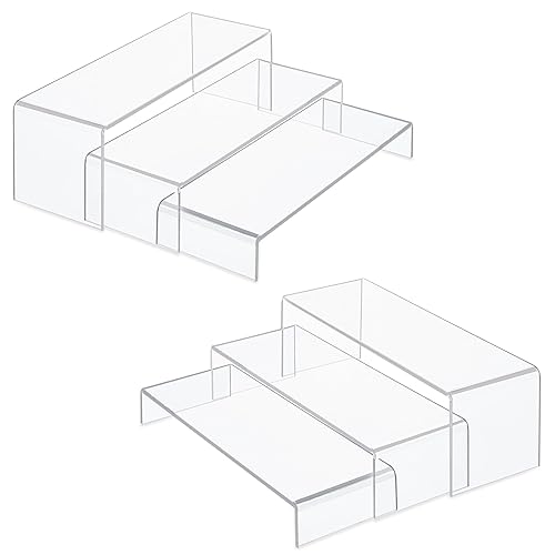 HBlife 6 elevadores de exhibición (11.2 pulgadas, 11.6 pulgadas, 12 pulgadas), estante de exhibición rectangular de 4 pulgadas de ancho, soporte de