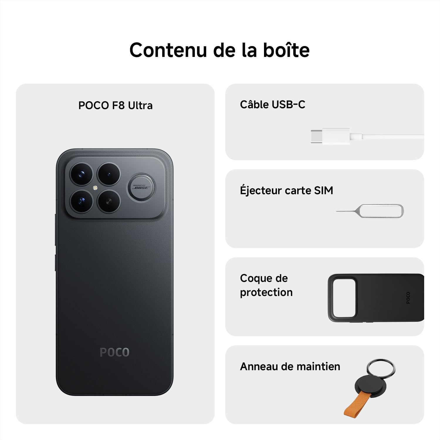 XIAOMI POCO F8 Ultra Smartphone 12＋256 Go Batterie 6500mAh - Noir | Écran AMOLED 6,9" 120Hz, caméra 50 MP Light Fusion 950 OIS, son Bose, 2 ans de garantie, chargeur non inclus