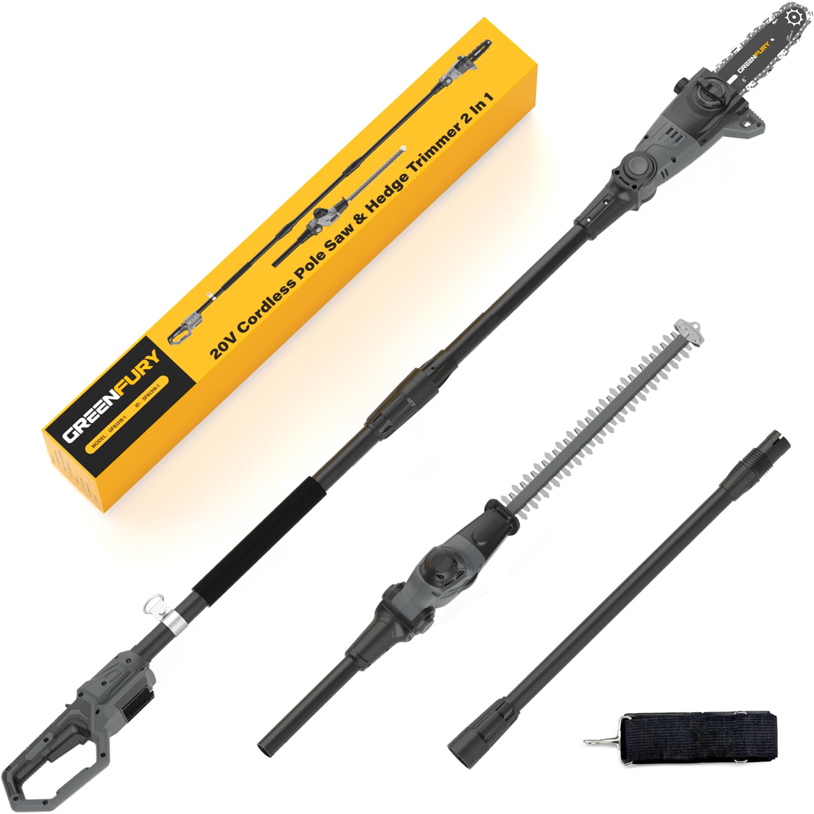 GREENFURY 2-in-1 Cordless Pole Saw & Hedge Trimmer